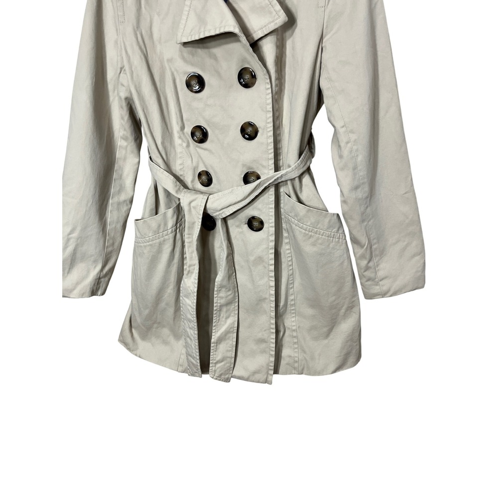Old Navy Womens Coat Belted Double Breasted Beige Jacket Medium - Picture 3 of 9